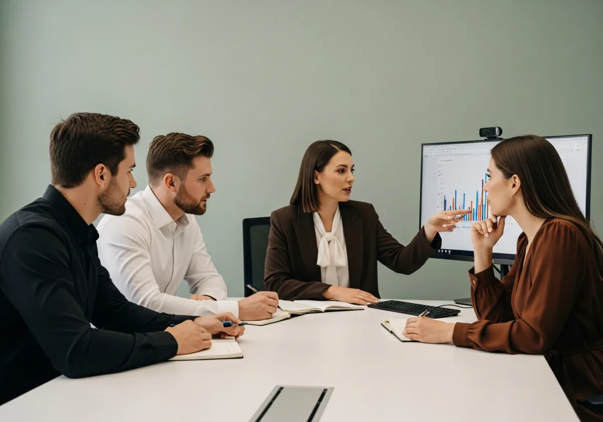 Gruppo di lavoro in riunione dati
